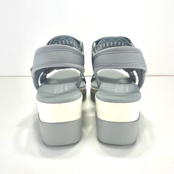 Soul Naturalizer Glitz Platform Wedge Sandal Size 9.5 Blue Calm/Gray Lightweight - Picture 13 of 16